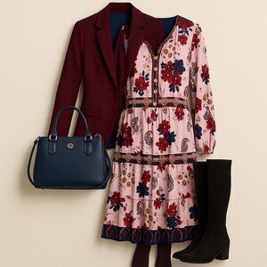 Nurture by Westbound Boho Floral Midi Dress Pink Multicolor XL